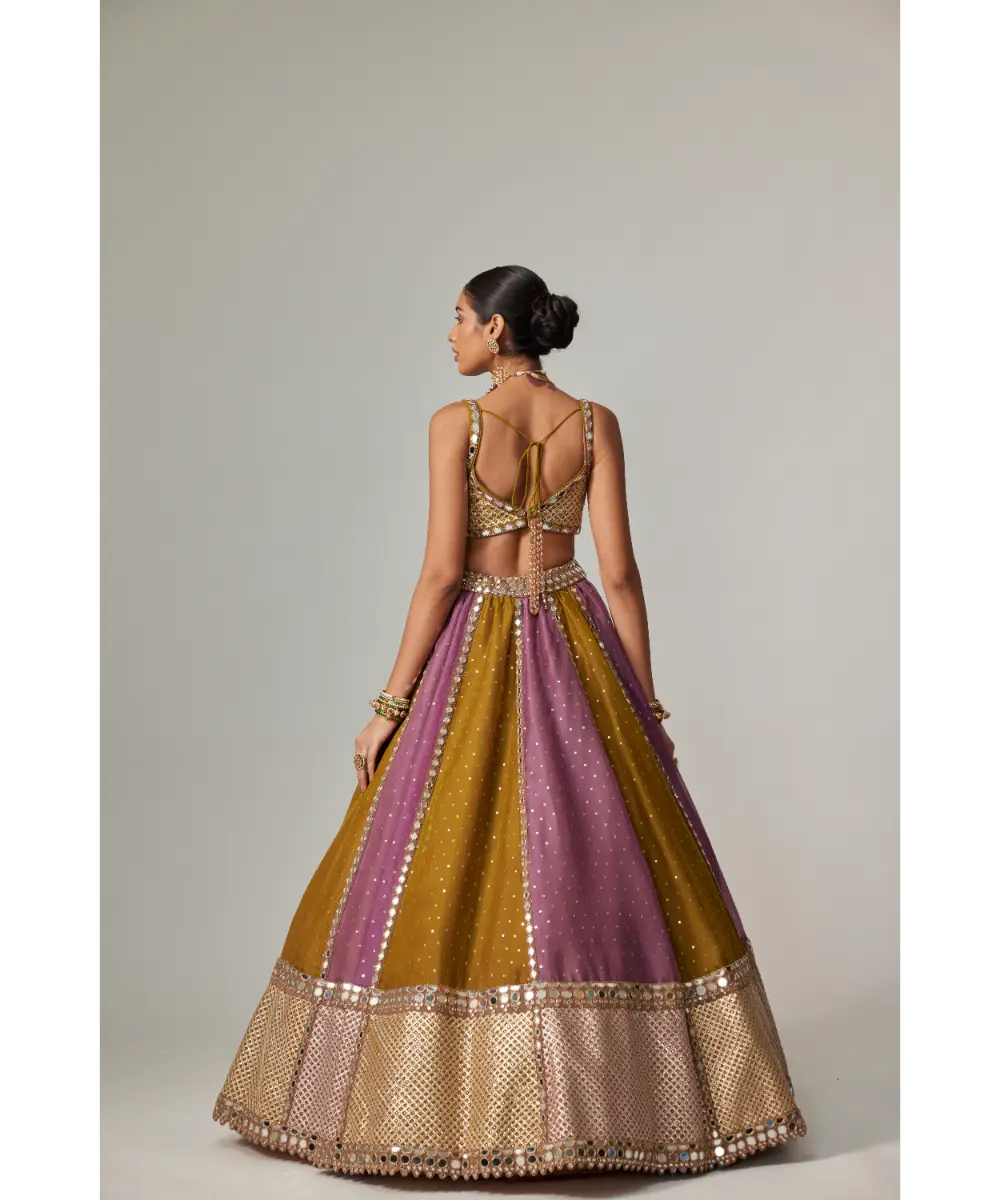 VVANI VATS - Green multicolor Sequin Scatter Lehenga Set